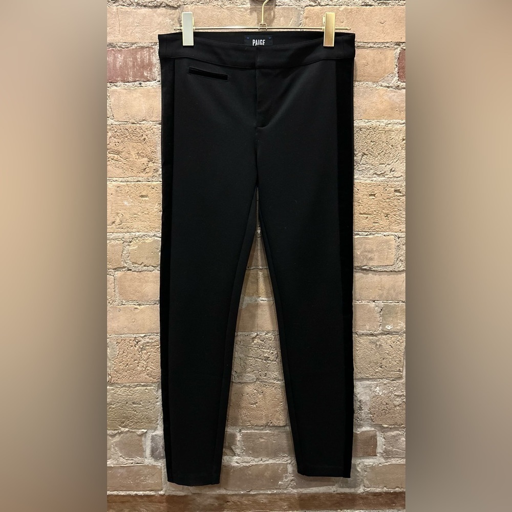 PAIGE Tereza Skinny Tuxedo Trousers Velvet Side Stripes - Sz 27 - Picture 4 of 9